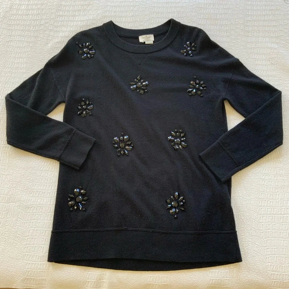 Kate Spade black wool blend embellished sweater M